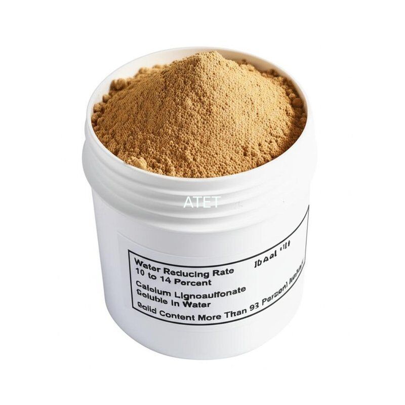 Tỷ lệ giảm nước từ 10 đến 14 phần trăm Canxi Lignosulfonate Hòa tan trong nước Hàm lượng chất rắn trên 93 phần trăm Phụ gia lý tưởng